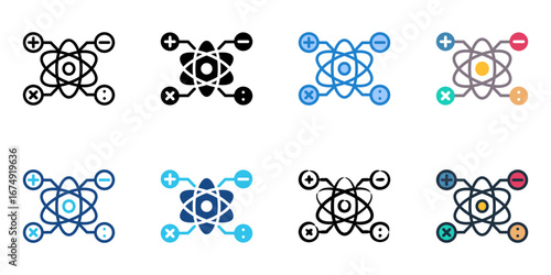 Quantum Computing icon set multiple style collection 
