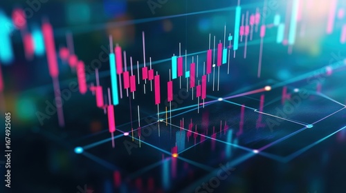 Wallpaper Mural 3 d candlestick chart financial data visualization Torontodigital.ca