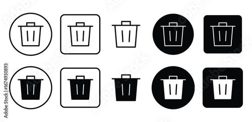 Flat vector illustration of delete trash icon isolated, remove file ui ux web app symbol