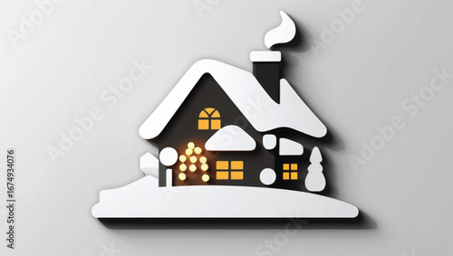 Christmas icon elements golden black border pattern isolated white background.