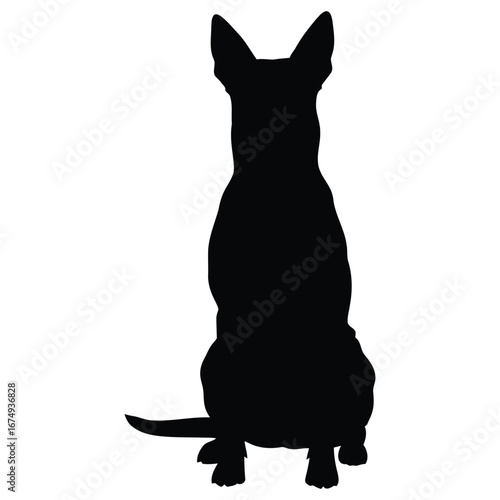Elegant and stylized black silhouette of a sitting dog, a versatile graphic element symbolizing loyalty, protection, and pet adoration
