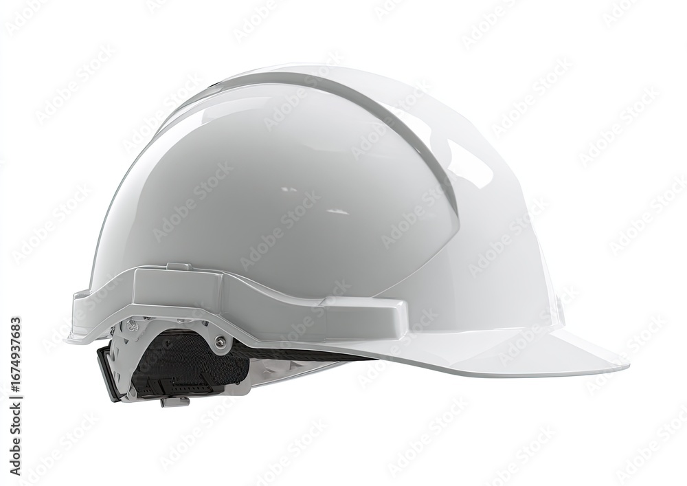 Fototapeta premium White safety helmet, side view