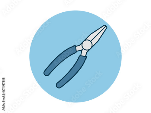 Long nose pliers icon. Tool construction vector icon. Flat illustration concept.