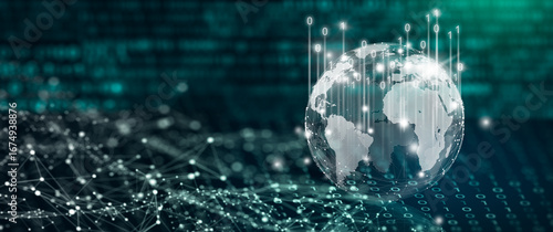 Fototapeta Naklejka Na Ścianę i Meble -  Global Business and Network connection concept. Elements furnished by NASA. 3D Render.