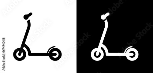 Black and White Scooter Icon Set Modern Transportation Design for Urban Mobility