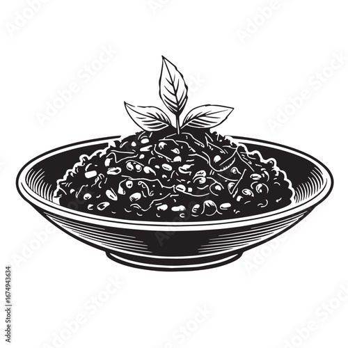 black risotto  Silhouette Vector, High Quality Illustration on White Background