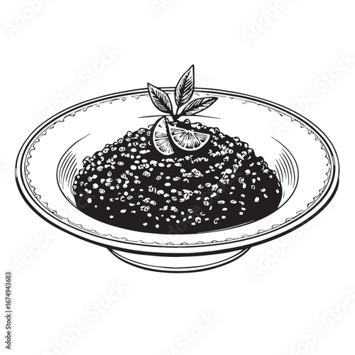 black risotto  Silhouette Vector, High Quality Illustration on White Background