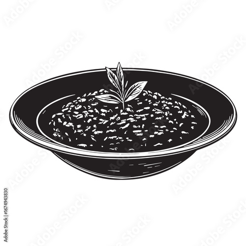 black risotto  Silhouette Vector, High Quality Illustration on White Background