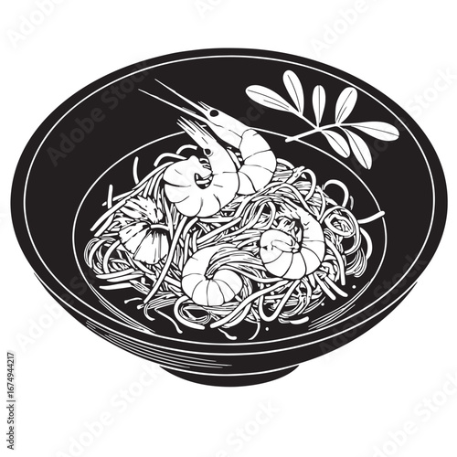 black pad thai   Silhouette Vector, High Quality Illustration on White Background