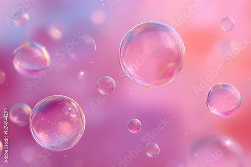 Wallpaper Mural ピンク背景と泡が織りなす幻想的な抽象アート（デザイン 美容 背景） Torontodigital.ca