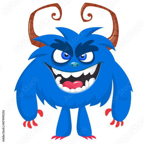 Cartoon funny monster character design with funny face expression. Halloween vector illustration 