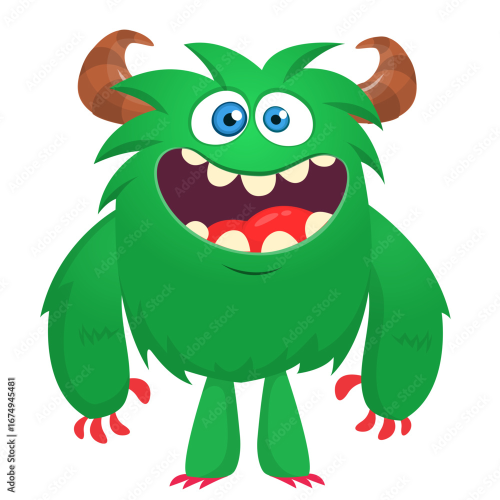 Fototapeta premium Cartoon funny monster character design with funny face expression. Halloween vector illustration 