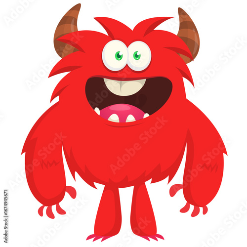 Cartoon funny monster character design with funny face expression. Halloween vector illustration 