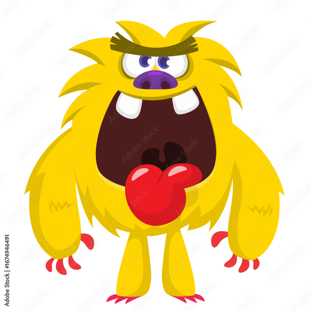 Obraz premium Cartoon funny monster character design with funny face expression. Halloween vector illustration 