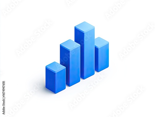 3D bar graph, isometric view, light blue Free Download 3D bar graph, isometric view, light blue - GFXLoad