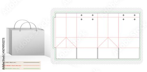 3d mock-up Paper bag packaging die cut template design for Shopping Bag, products compartments unique designs, minimalist conceptual packet holder, parcel bags, Stationery and print layouts products