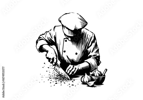 Chef Knife hand drawn sketch vector illustration