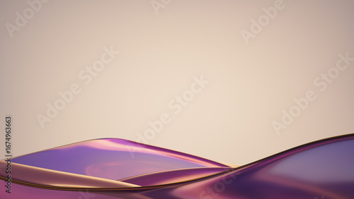 Modern abstract background. Glossy gradient surface in purple and beige tones.