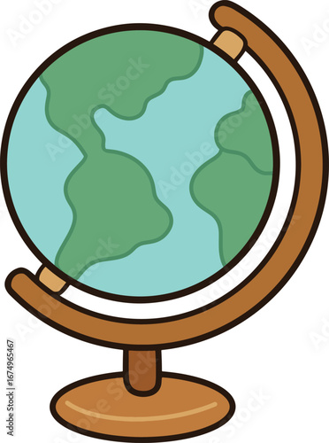 Cartoon globe vertical axis icon on transparent background