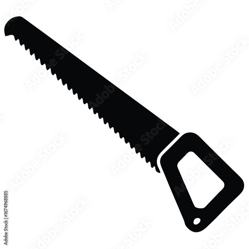 Black hand saw tool cutting woodworking