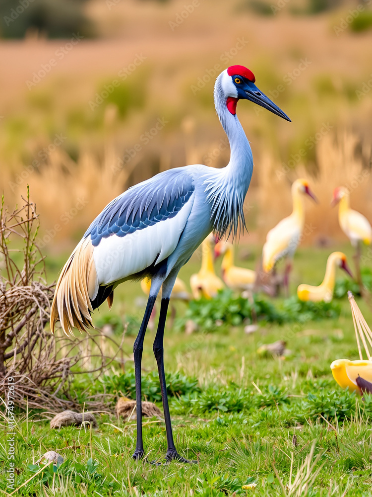 Fototapeta premium Common crane, Grus grus in Monfrague National Park. Extremadura, Spain