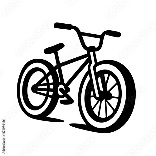 BMX bike with exaggerated thick tires, stylized minimalist design