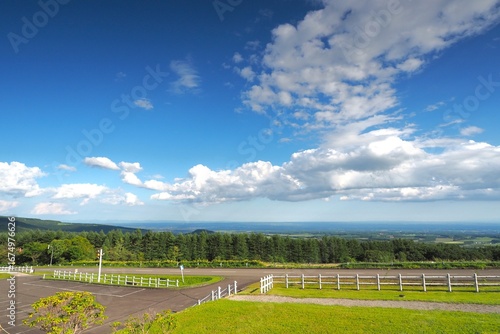 landscape with blue sky and clouds