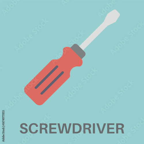 Screwdriver Simple Style Flat Design Icon