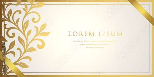 Elegant white and Gold Botanical Frame Background
