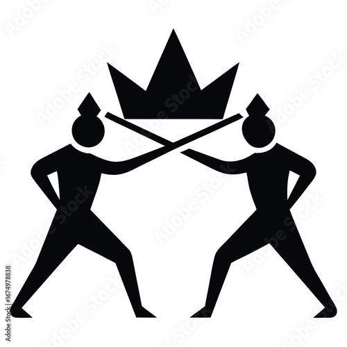 Figures competing for a crown competition rivalry