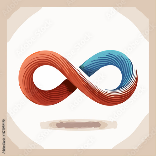 Stylized infinity symbol rendered in orange and blue, showcasing a textured, artistic design.