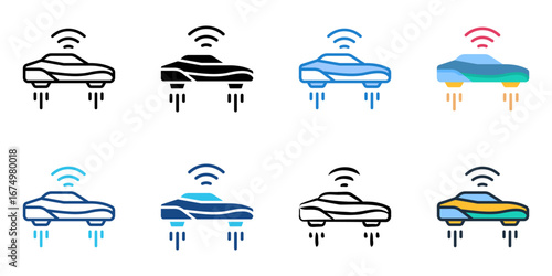 Flying Car icon set multiple style collection 
