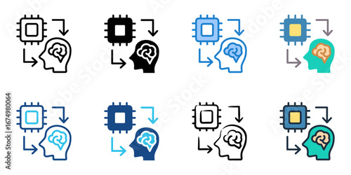 Brain Computer Interface icon set multiple style collection 
