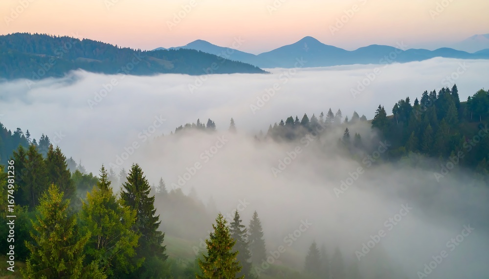 Fototapeta premium Fog drifting through trees