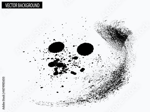dust isolated on white background, with clipping path , a burst of black sand. Black grainy texture isolated on white background. Dust overlay. Dark noise granules