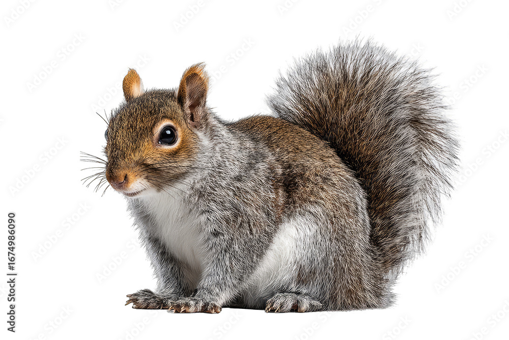 Obraz premium Grey squirrel, side view, alert