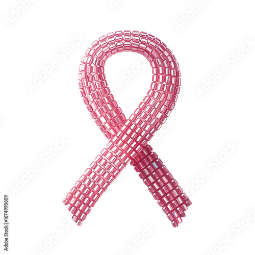 Pink ribbon for breast cancer awareness isolated on transparent background