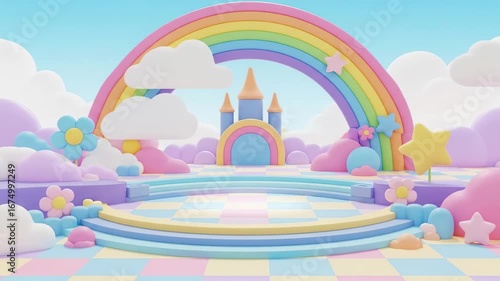 Colorful Rainbow and Dreamy Cloudscape