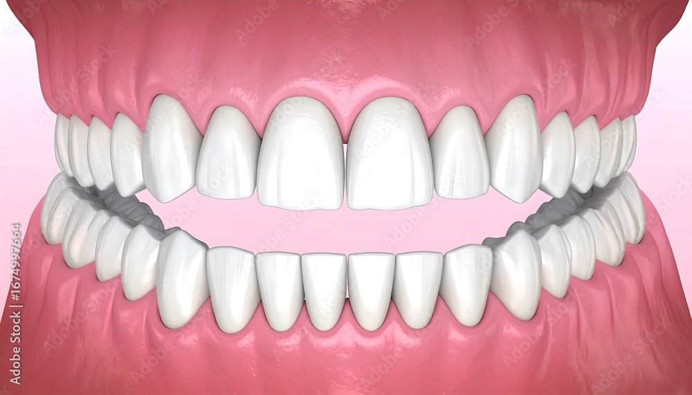 Fototapeta premium Close-up of a 3D rendered human mouth with teeth