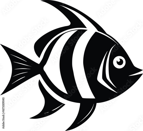 Monochrome Tropical Fish Icon silhouette