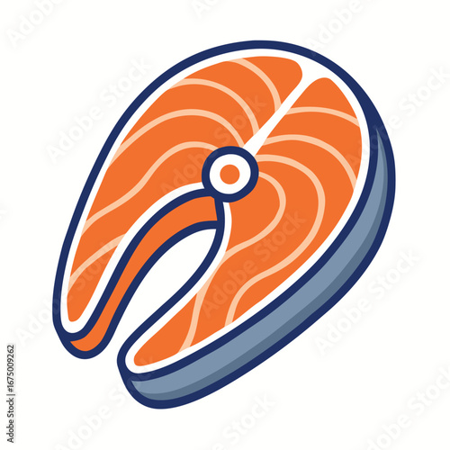 Fresh salmon steak slice, fish steak, salmon fillet,  grilled salmon, raw salmon, fresh fish Vector Illustration