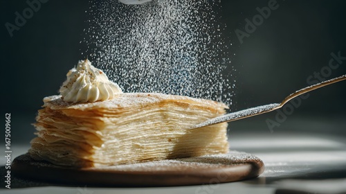 Vanilla Mille Crêpe Cake Recipe: Light, Layered French Dessert with Whipped Cream and Powdered Sugar