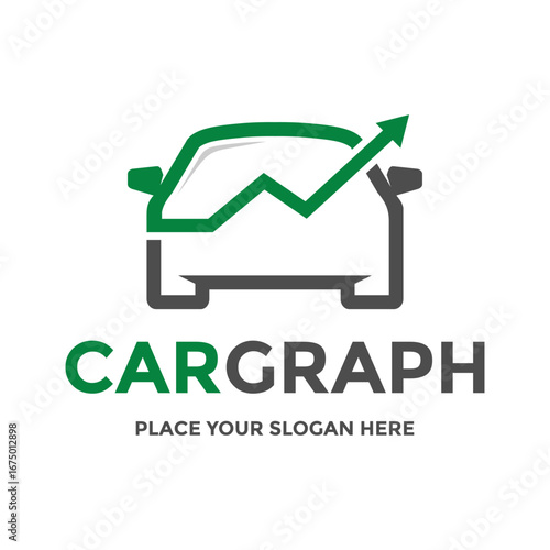 Innovative logo combining a car with an upward-trending graph, perfect for automotive businesses, car sales, financial services for vehicles, or any company tracking and promoting automotive growth.