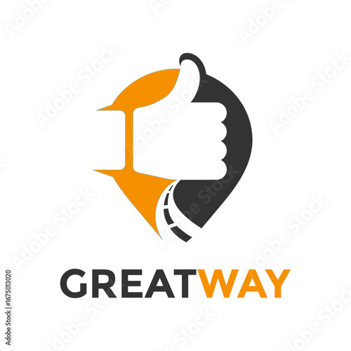 Creative and unique logo combining a thumb-up gesture with a road or ring shape, perfect for business, travel, or app-related companies. Modern and professional design.