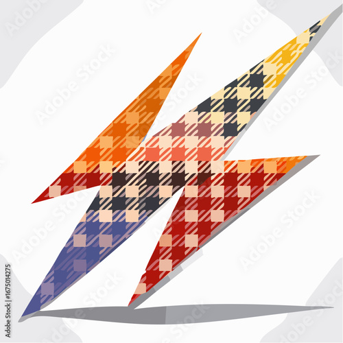 Abstract Colorful Plaid Lightning Bolt Design