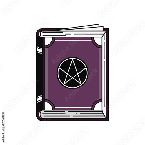 Vector Flat Illustration of a Grimoire Pentagram Book Design