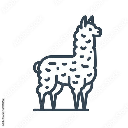 Llama Animal Icon Line Art Vector Illustration