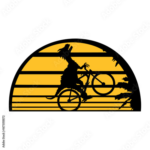 Palms Velociraptor Night Sun Bicycle Bike Tour Rider Raptor Moon Vacation Island Beach