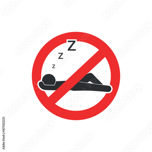Red sign vector prohibits sleeping here.