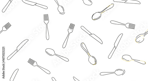 Elegant minimalist cutlery pattern for dining and restaurant decor, perfect for design projects
